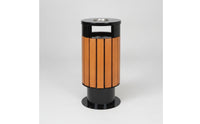 Outdoor Trash Bin Wood-Look Trash Bin with Interior Liner Weather-Resistant for Property Managers