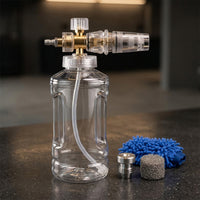 Car Wash Foam Sprayer with Stainless Steel Metal Lance for Pet Cleaning, Professional Car Detailing 1.0 L Foam Bottle, Dual M22 and 1/4 Connect