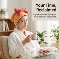 Microfiber Turban Towel for Adults Post Bath, Super Absorbent Wrap for Quick Drying, Anti-Frizz Thick Material Cap, Cute Design for Women Wet