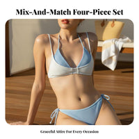 4 Pieces Layered Halter Bikini Set Customizable Fit DIY Mix and Match Swimsuit Comfortable Wear Two Piece Swimsuit for Young Adults, Teenagers