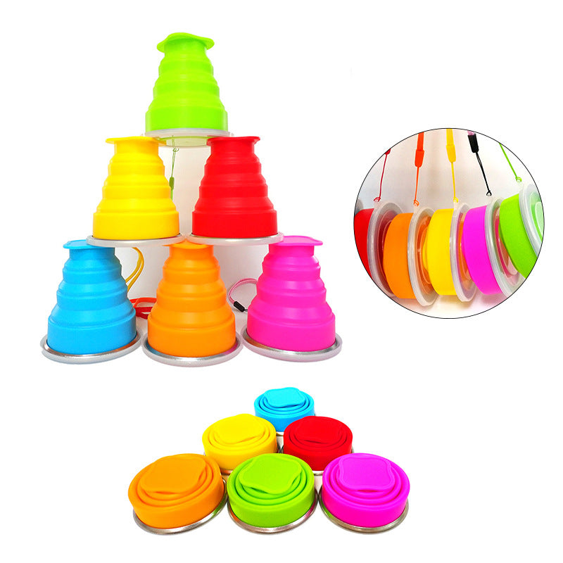 Portable Collapsible Silicone Cup with Lid, 200ml