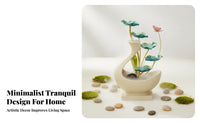 Housewarming Gift Circulating Water Ornament Minimalist Design Cascading Tabletop Fountain Good Luck Charm LED Light Water Feature Soothing Sounds for Feng Shui Enthusiasts, Meditation Practitioners, Tea Room, Entryway, Desktop, Office
