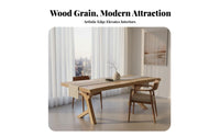 Untreated Edge Dining Table Artistic Design Solid Wood Slab Table Sturdy and Hard-Wearing Home Furniture for Homestay Managers, Families, Cafe