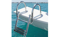 Mirror-Polished Boat Boarding Ladder Non-Slip Treads Folding Boat Ladder Curved Handrails Marine Accessory Cylindrical Frame