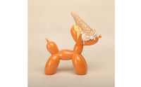 Glossy Balloon Dog with Ice Cream Cone Creative Balloon Dog Figurine Cute Desk Decor Adorable for Creatives, Office, Studio