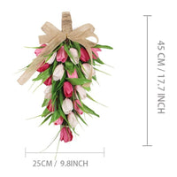 Floral Teardrop Swag with Burlap Bow Faux Teardrop Swag with Burlap Bow Realistic Hanging Flowers for Brides, Wall Decor, Wedding