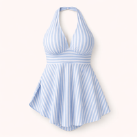 Swimsuit for Plus Size Women, Ruched Halterneck Design with Padded Bust Support, suitable for Water Sports & Seaside Fun