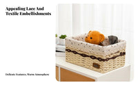 Woven Box with Cloth Insert Sturdy Storage Basket Space-Saving for Living Room