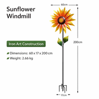Solar Powered Rotating Metal Windmill Ornament Wind Spinner Garden Stake, Outdoor Patio Yard Decoration for Enthusiasts