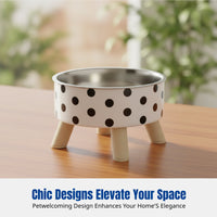 Elevated Pet Bowl, Cat Bowl, Dog Bowl, Stainless Steel, Neck Protection, Single Bowl, Stylish Pattern