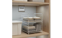 Stackable Storage Drawer Space Saving Wardrobe Shelf Organizer Easy Access Pull out Closet Shelf for Students, Dorm Room, Bedroom