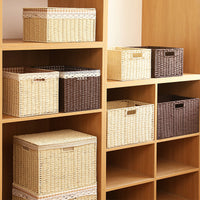 Hand-Woven Storage Basket with Liner for Desktop and Home Organization