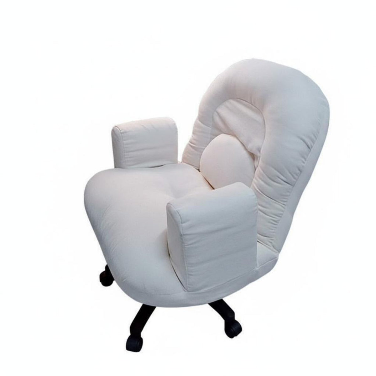 Height Adjustable Upholstered Swivel Armchair Thick Cushion Task Chair Soft Textile Upholstery Home Furniture Ergonomic Design for Young Adults, Homeowners, Dormitory, Study Room, Reading Nook, Reception Area