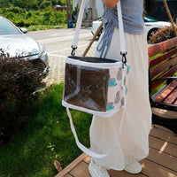 Bird Carrier and Parrot Carrier with Wood Perch, Budgie Carrier Cockatiel Carrier with Crossbody Strap and Transparent Visual Window for Outdoor