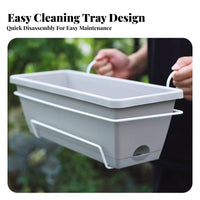 Hanging Design Railing Planter Frame Space Saving Railing Mounted Flower Box Stable Structure Plant Pot Holder Easy Assembly for Apartment Dwellers, Home Decorators, Homeowners, Balcony, Patio, Porch, Fence
