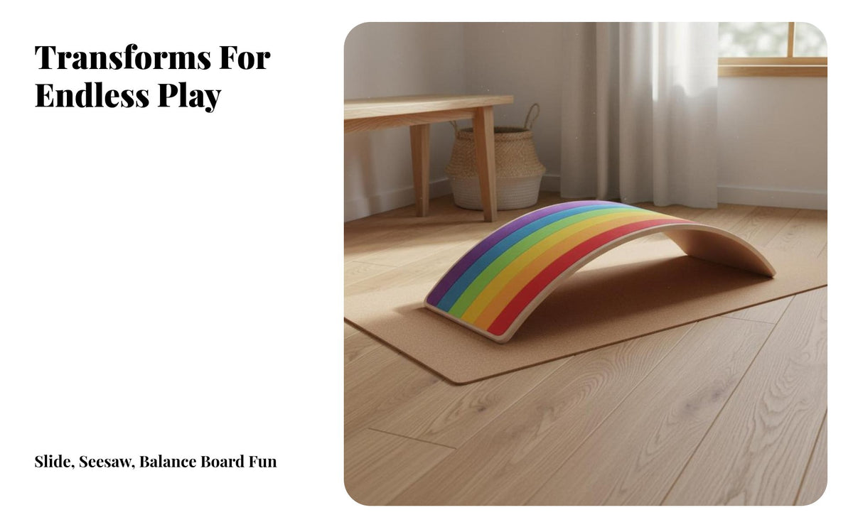 Nordic Design Wooden Balance Board Long-Lasting Wood Construction Kids Balancing Board Unrestricted-Ended Play Child-Centered Rocker Toy Improves Core Strength for Toddlers, Adults, Indoor, Playroom, Home Gym
