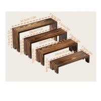 4 Pieces Desktop Use Tiered Display Stand Stackable Wood Tiered Riser Sturdy Wood Display Riser Rustic for Collectors