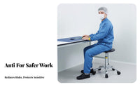 Height Adjustable Anti-Static Scientific Stool 360° Swivel Rolling Chair Easy to Clean Workplace Seating Dirt-Resistant for Cleanroom Personnel, Factory Workers, Scientific Oratory, Workshop, School, Counter