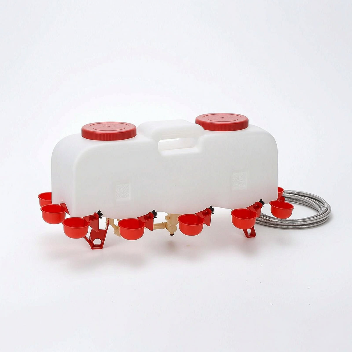 Ground-Standing Chicken Waterer with Cups Weight-operatedFed Automatic Poultry Drinker Large Poultry Waterer Easy-Install for Ducks, Geese, Farm