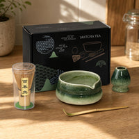 Japanese Matcha Tea Ceremony Set with Ceramic Bowl and Whisk