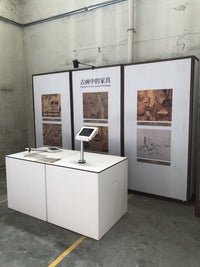 Museum Heritage Display Stand Foldable Wood Grain Exhibition Rack for Cultural Promotion