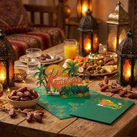Ramadan Raised Sculpture Decoration 3D Greeting Intricate Design Easter Greeting Card Cut for Family, Friends, Gift Giving, Home Decor