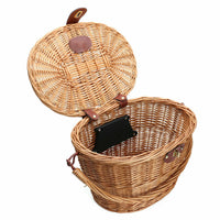 Hand-Woven Wicker Bicycle Basket with Lid - Front Handlebar Storage for Bikes