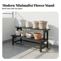 Indoor Outdoor Use Metal Flower Pot Rack Space Saving Tiered Garden Rack Sturdy Frame Freestanding Plant Holder Large Capacity for Balcony, Patio, Living Room