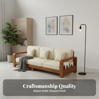 Wooden Frame Sofa with Drawers New Chinese design Couch Built-in Storage Household Furniture for Interior Design aficionados, Living Room, Lounge Area