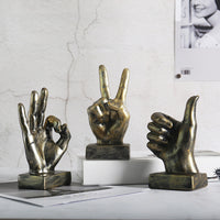 European Style Resin Hand Gesture Sculpture for Home Decor