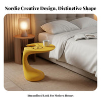 Nordic Design Bedside Table Modern Aesthetic Bean-Shaped End Table Minimalist aesthetic Nightstand Irregular Shape for Apartment Dwellers, Homeowners, Students, Living Room, Bedroom, Small Spaces, Entryway