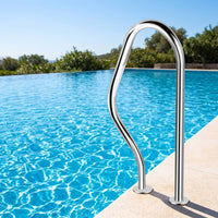 Stainless Steel Pool Handrail Floor-Mount Swimming Pool Handrail Rustproof Hardware Heavy-Duty for Swimmers