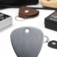 Portable Stainless Steel Guitar Pick Keychain Long-Lasting Stainless Steel Pick Holder Keychain Gift Idea Music Accessory for Musicians, Travel, Gig, Practice