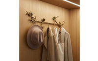Bird Wall Hook goldenToned Branch Coat Hook Rack Multi Purpose Home Storage
