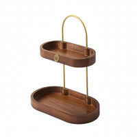 Cosmetic Storage Rack Space Saving Makeup Organizer with Wooden Trays Compact Skincare Holder for Tabletop