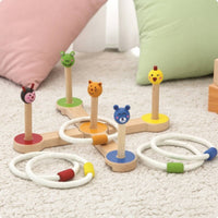 Wooden Rings Toss Game Colorful Creature Hoop Toss Cartoon for Preschoolers, Young Children, Playroom, Classroom, Backyard
