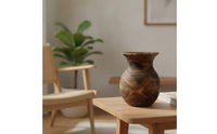 Wooden Flower Vase Handcrafted Wooden Centerpiece Vase Rustic-Simple Vessel for Home Stylists, Simplicity Lovers, Dining Table, Shelf, Entryway
