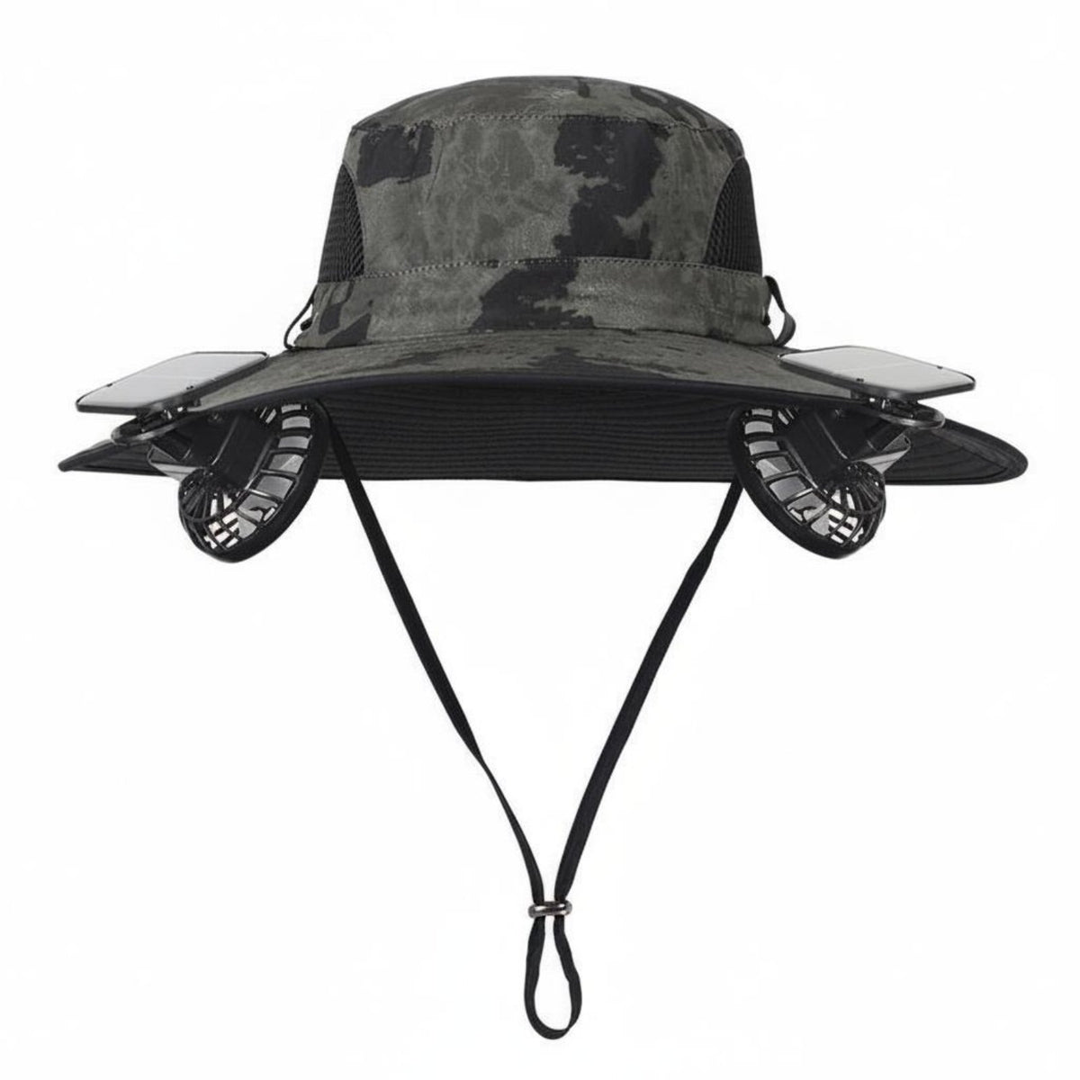 Adjustable Size Solar Powered Fan Hat Lightweight Solar Fan Hat Breathable Mesh Windproof Chin Strap for Fishers, Hikers, Gardeners, Fishing, Hiking, Camping, Gardening