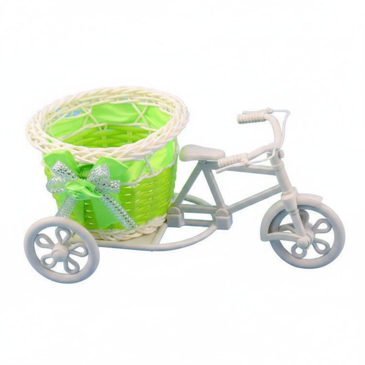 Rattan Flower Basket Sturdy Woven Tricycle Flower Basket Long Decorative Tricycle Planter for Gift Shop