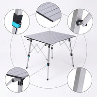 Adjustable Height Aluminum Alloy Portable Folding Camping Table