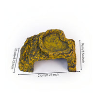 Reptile Hide with Basking Platform Multi-Purpose Hide Cave with Basking Platform Reptile Cave with Step Ledge Faux-Stone