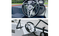 Marine Steering Wheel Black rims 3 Spoke Boat Steering Wheel Polished Metal for Boats, Yachts