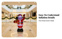 Self-Inflating Blower Standing Santa Inflatable Black Base Inflatable Santa Saint Nick Bearded Holiday Decor Festive for Outdoor, Lawn