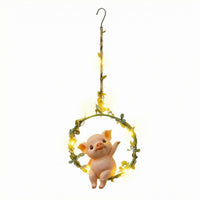 Resin Animal Hanging Ornament Vine Leaf Rope Lighted Hanging Ornament S Hook Garden Decor LED Light for Yard, Patio, Courtyard