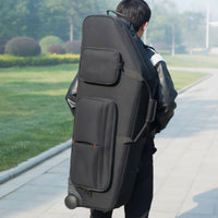 Shielding Baritone Sax Case with Wheels Contoured Baritone Saxophone Case Portable Cushioned for Saxophonists
