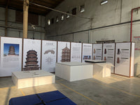 Museum Heritage Display Stand Foldable Wood Grain Exhibition Rack for Cultural Promotion