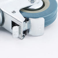 Industrial Caster Wheels with Brake, Gray PVC Light Duty Swivel Casters for Carts