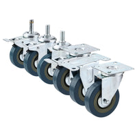 Industrial Caster Wheels with Brake, Gray PVC Light Duty Swivel Casters for Carts