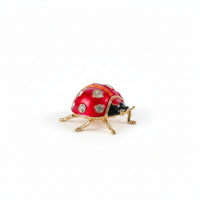 Rhinestone Spots Red Enamel Ladybug Box Collectible Ladybug Jewelry Box Gift Idea Keepsake Case Desktop Decoration