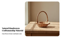 Small Handbasket with Handle Portable Handled Woven Tote Lightweight for outdoor meals